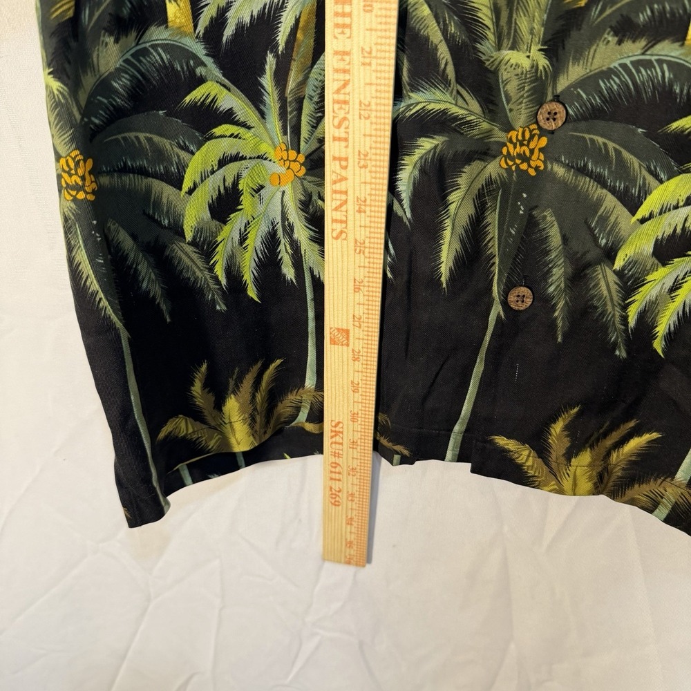 Tommy Bahama Silk Hawaiian Palm Tree All Over Print Button Shirt Silk L Black - Picture 6 of 7